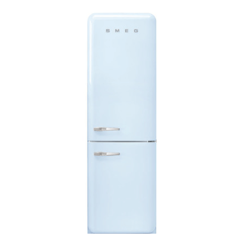 Smeg 50’s Style Refrigerador con Congelador Abajo, 24″/60 cm, Bisagra Derecha, Azul Pastel