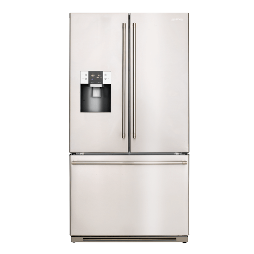 Smeg French Door Bottom Freezer Refrigerator with Ice and Water Dispenser, 36″/90cm, Stainless Steel