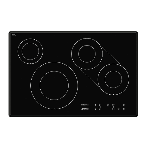 Smeg Tope de Cocina a Inducción, 30″/80 cm, Negro
