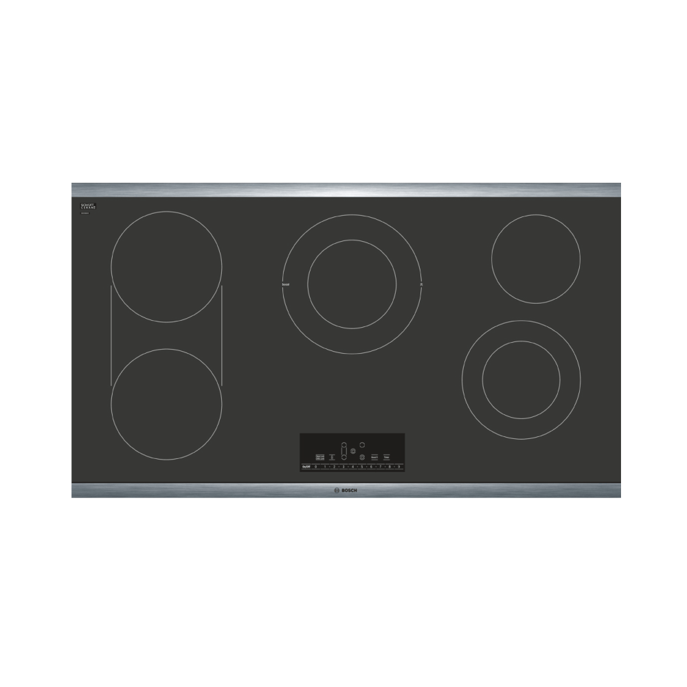 Bosch Tope de Cocina Eléctrico, 36″/90 cm, Serie 800, Negro con Marco en Acero Inoxidable