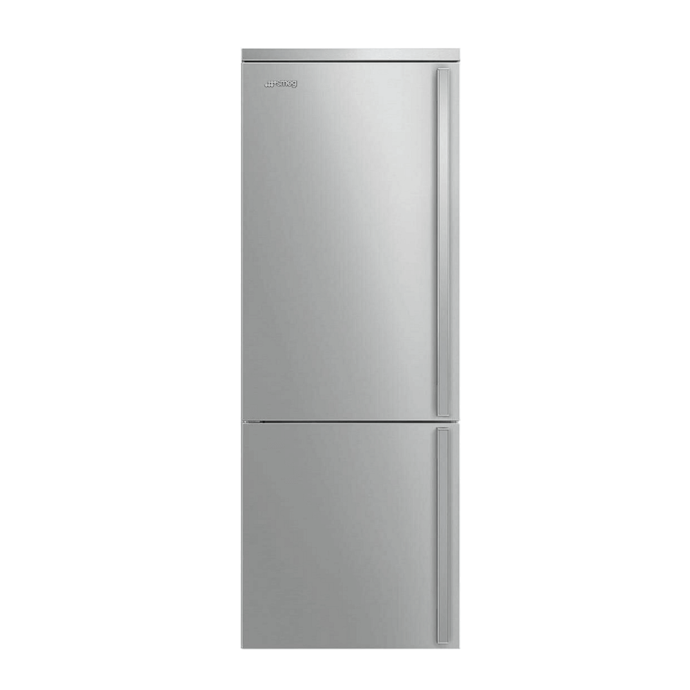 Smeg Refrigerador con Congelador Abajo, 27″/70 cm, Bisagra Izquierda, Serie Portofino, Acero Inoxidable