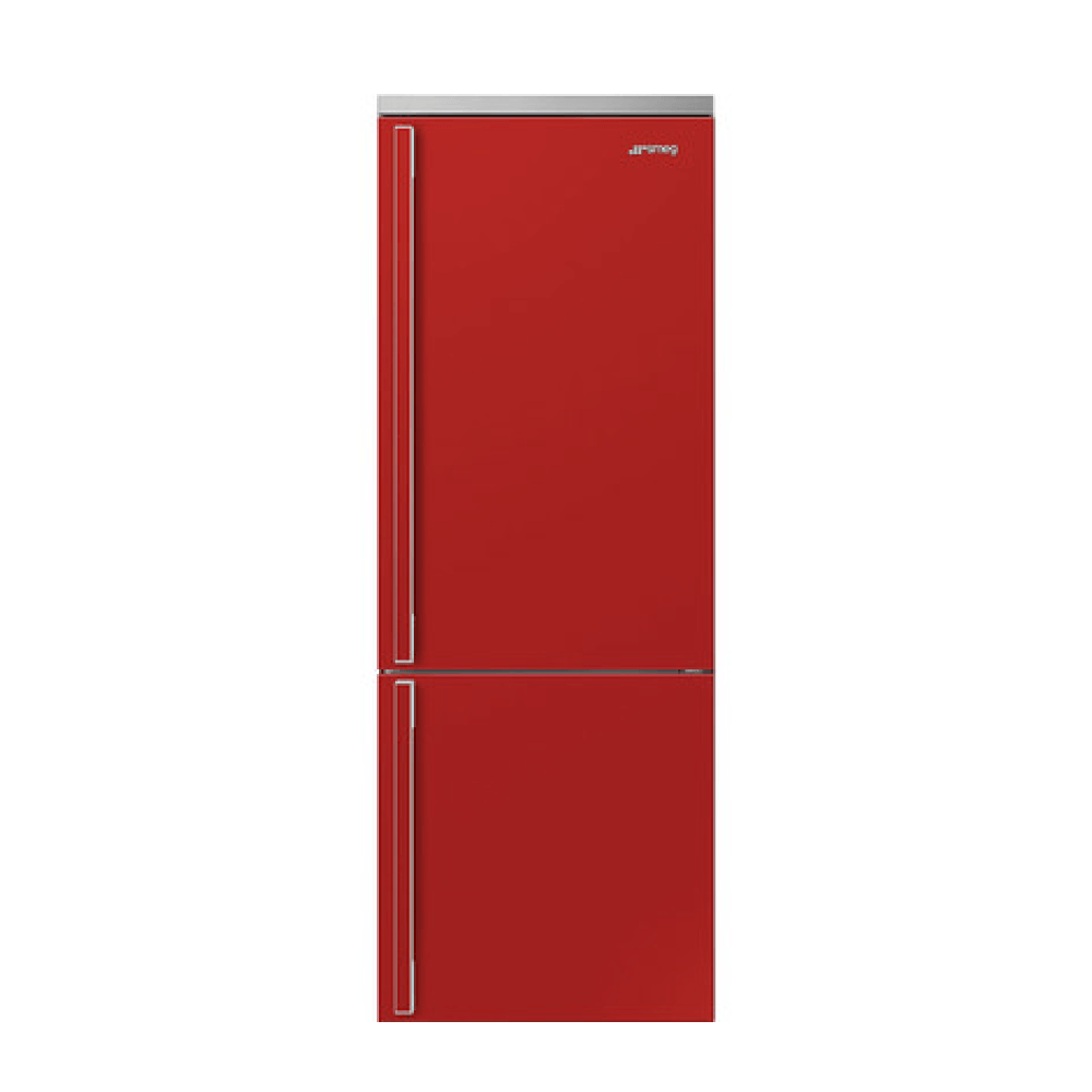Smeg Refrigerador con Congelador Abajo, 27″/70 cm, Bisagra Derecha, Serie Portofino, Rojo