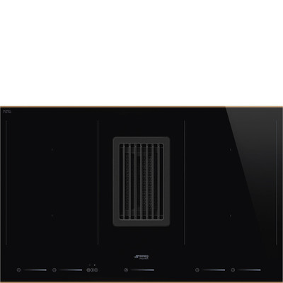Smeg Dolce Stil Novo Induction Cooktop with a Integrated Hood, 31″/80 cm, Black