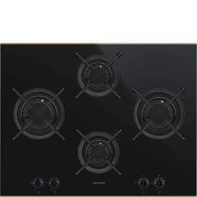 Smeg Dolce Stil Novo Tope de Cocina a Gas, 25.5″/65 cm, Negro