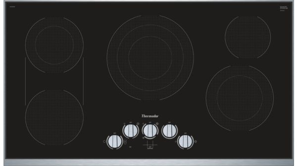 Thermador Electric Cooktop, 36”/90 cm, Masterpiece Series, Black with Stainless Steel Frame