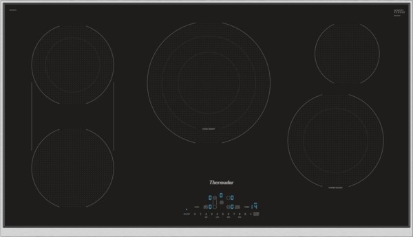 Thermador Electric Cooktop, 36”/90 cm, Masterpiece Series, Black with Stainless Steel Frame