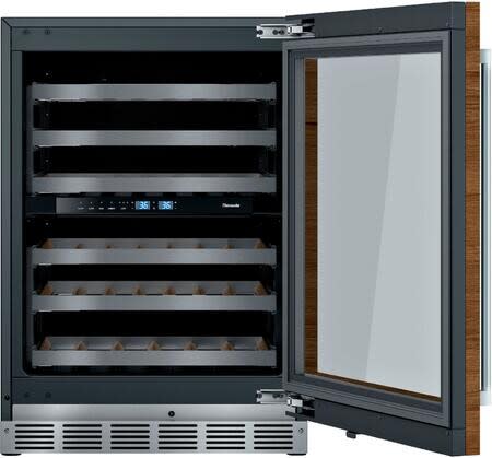 Thermador Built-In Undercounter Wine Cooler, 24″/60 cm, Freedom Collection, Glass Door and Custom Panel Frame