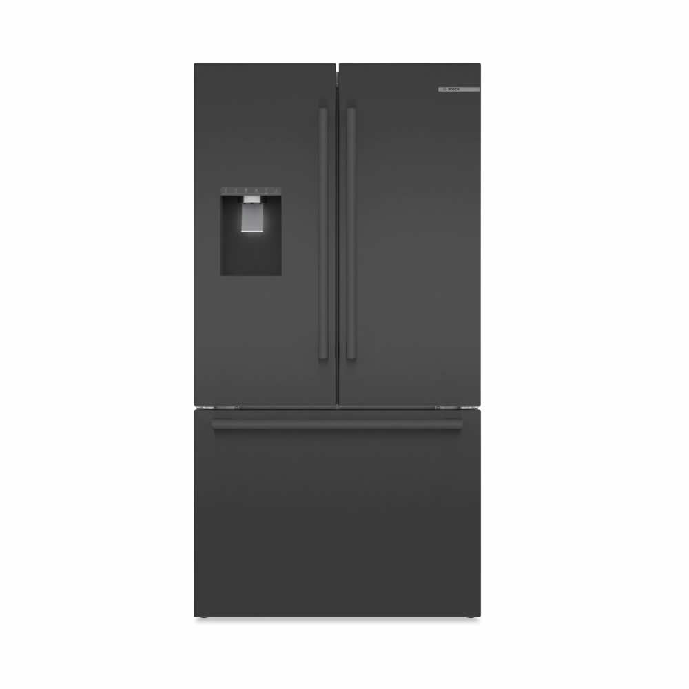 Bosch French Door Bottom-Freezer Refrigerator, 36″/90 cm, 500 Series, Black Stainless Steel
