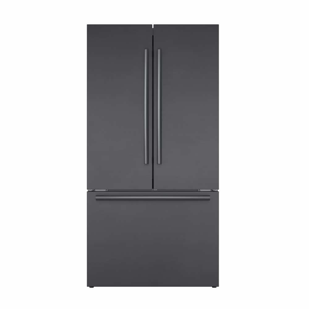 Bosch Refrigerador de Puerta Francesa y Congelador Inferior, 36″/90 cm, Serie 800, Acero Inoxidable Negro